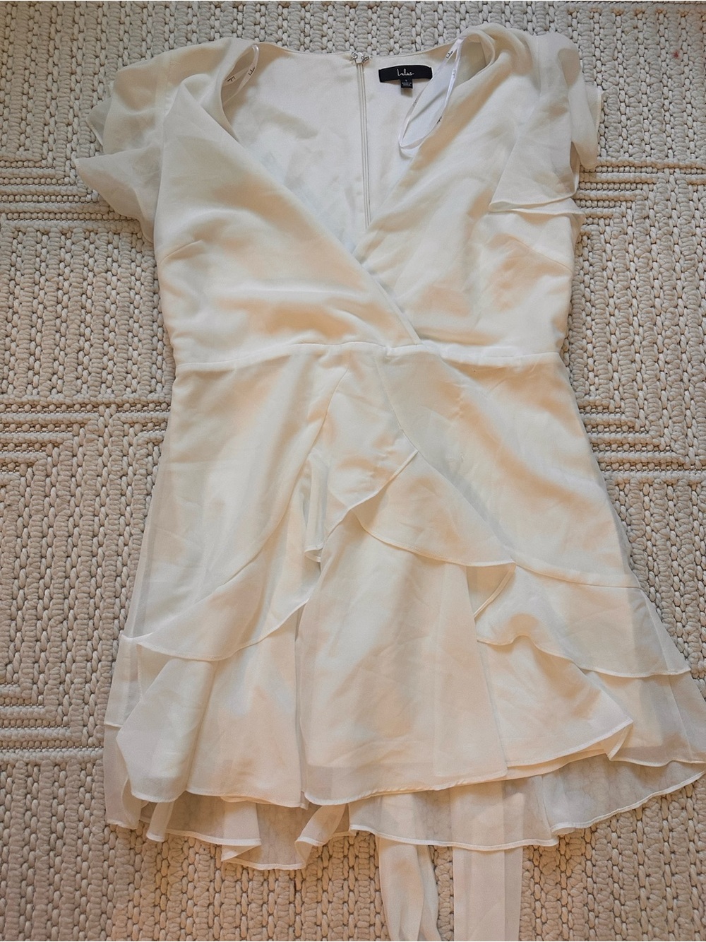 Lulu's Cream Ruffle Wrap Mini Dress - Picture 2 of 5